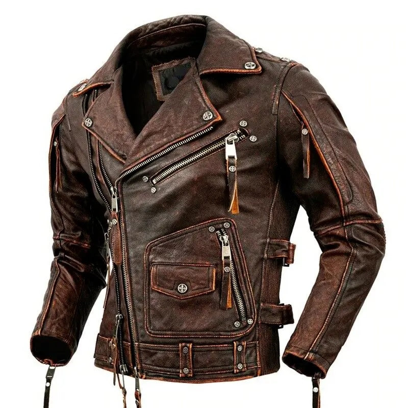 Cafe Racer Biker Leather Jacket